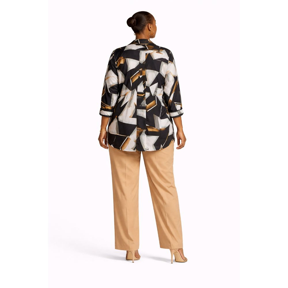 Abstract Print ButtonUp Shirt and WideLeg Pants TwoPiece Set